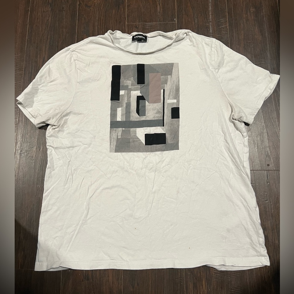H&M White Geometric Print T-Shirt